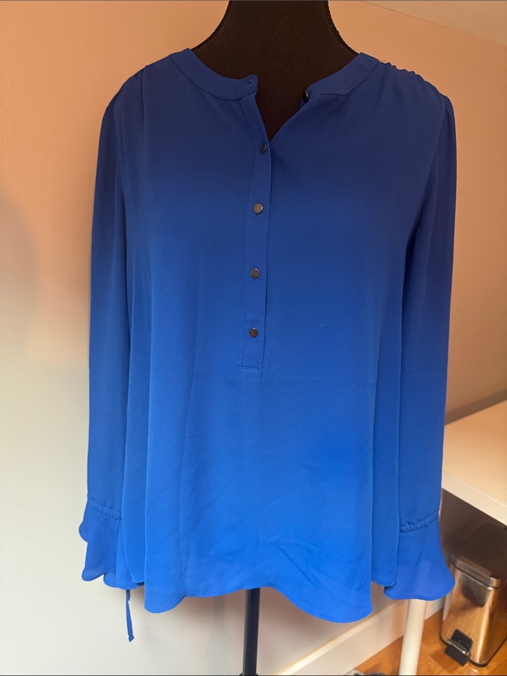 Reitmans Cobalt Blue Henley Button-Front Blouse